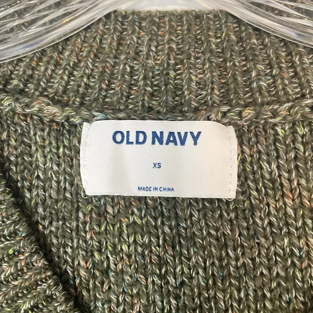 Old Navy Sweater Womens XS Goblincore Forest‎ Pullover Green Marled V-neck